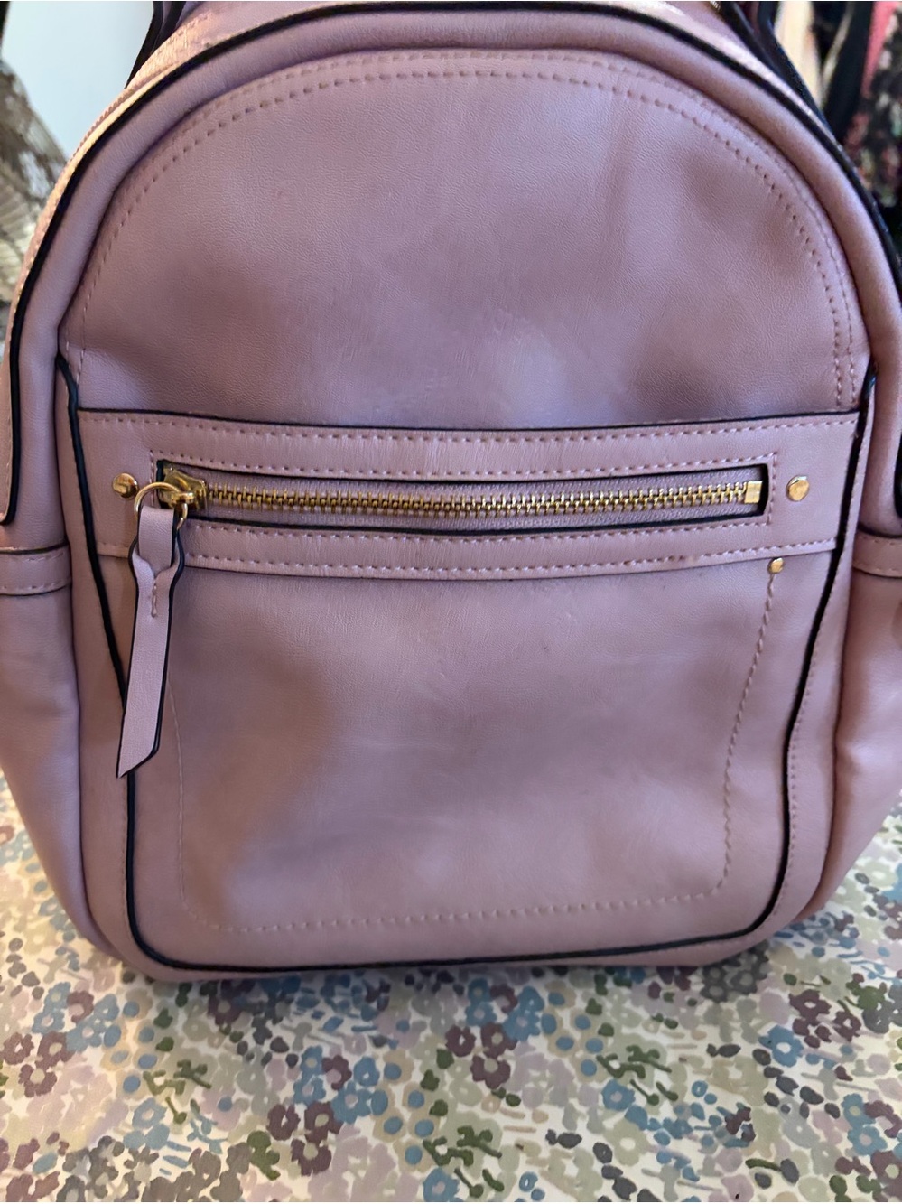 Women's Blush Pink Leather Mini Backpack - Brand